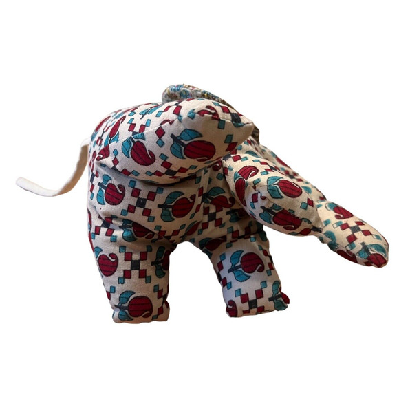 Elephant Soft Plush Toy Fabric Stuffed Animal Calico 7" tall, Stitched Ears - Picture 2 of 4